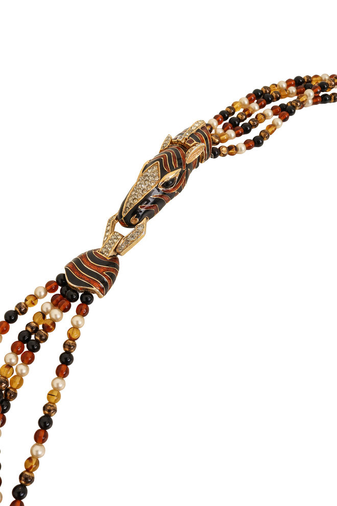 Zebra Crystal Torsade Necklace clasp close @ Recess LA