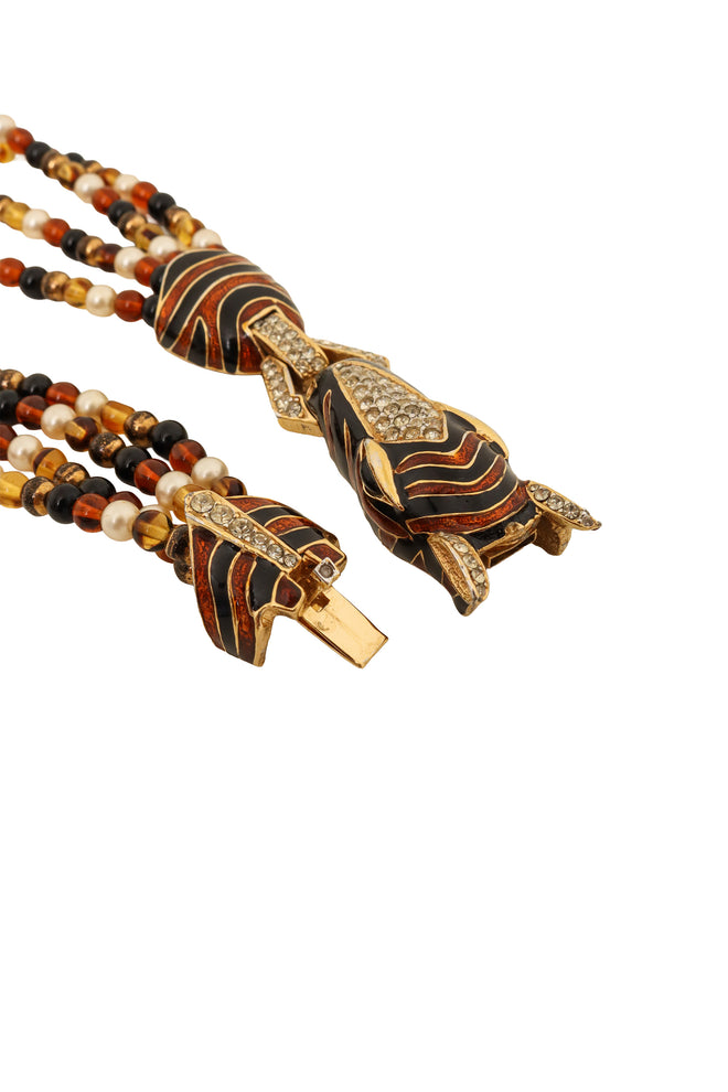 Zebra Crystal Torsade Necklace clasp open @ Recess LA