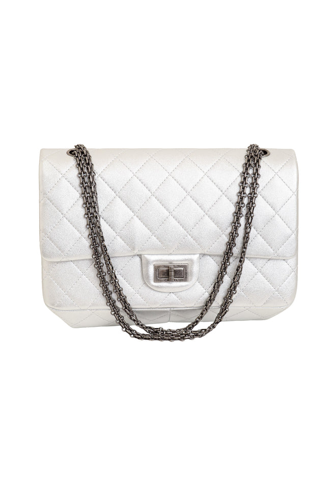 Chanel silver 227 Quilted Double Flap Bag @ Recess LA