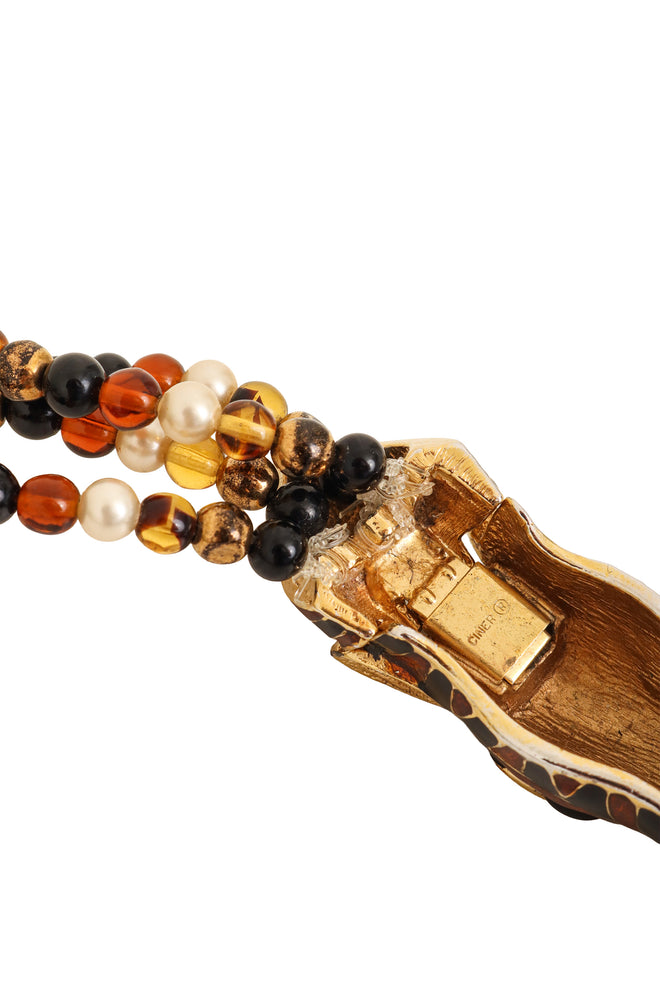 Zebra Crystal Torsade Necklace cord ends @ Recess LA