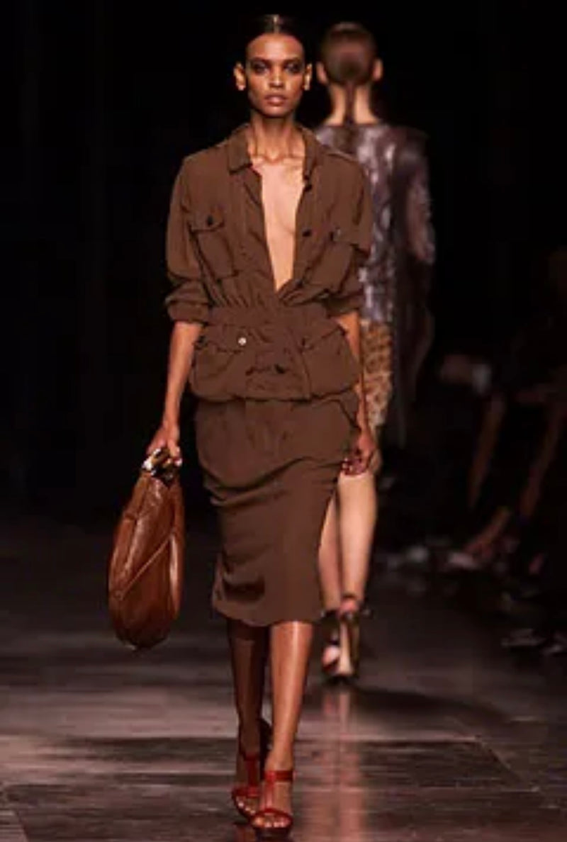 Mombasa bag by Yves Saint Laurent in brown leather on 2002 runway @ recess LA