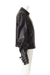 leather jacket by Gianni Versace on mannequin side @ Recess LA