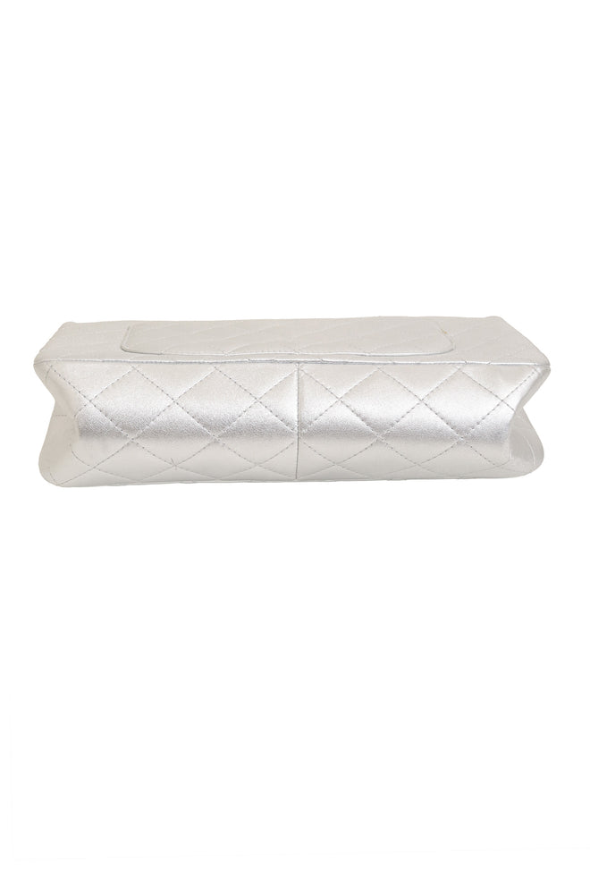 Chanel silver 227 Quilted Double Flap Bag bottom @ Recess LA