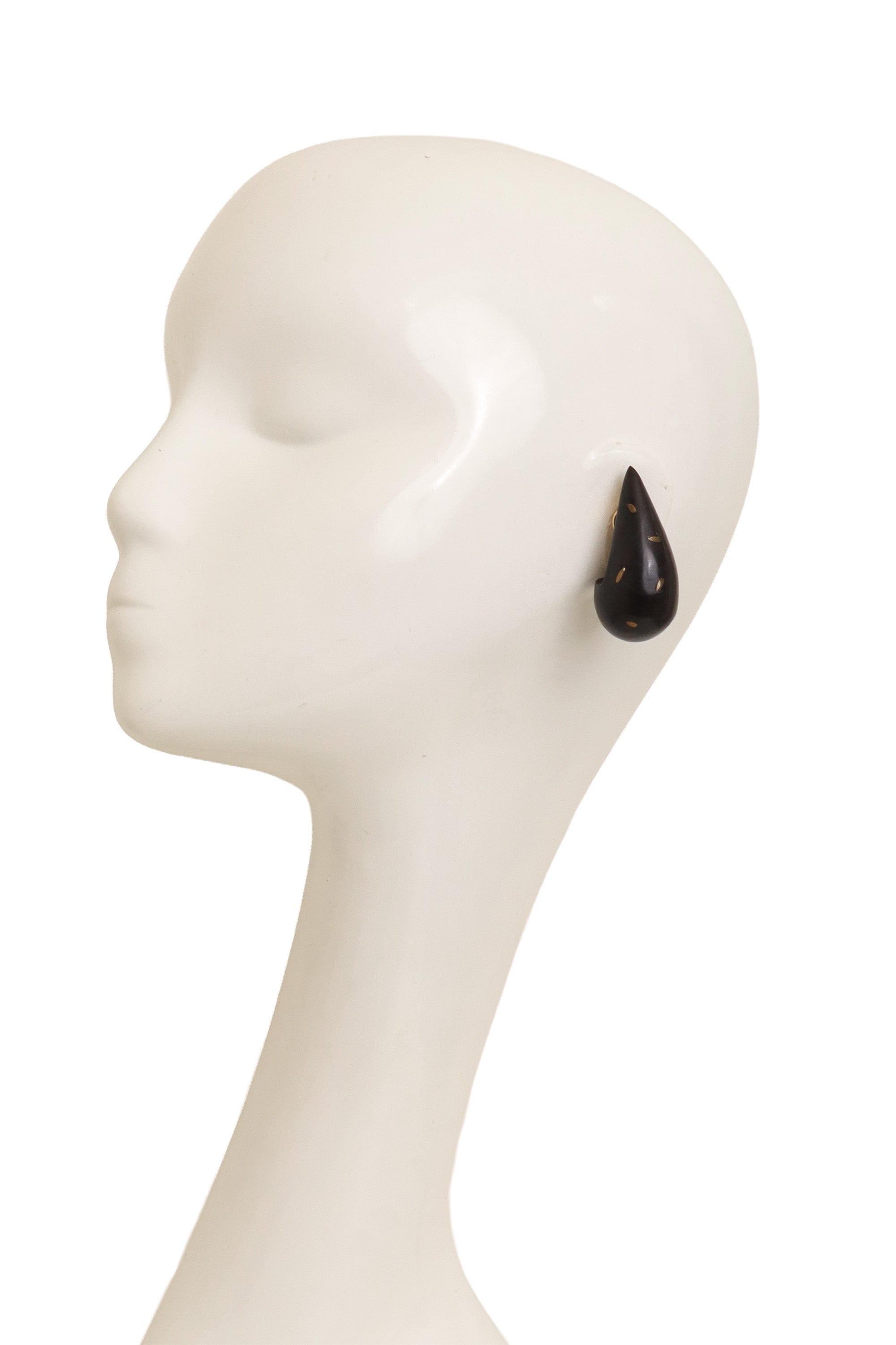horn inlay earrings by Von Musulin on mannequin @ Recess LA