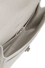 Chanel silver 227 Quilted Double Flap Bag inside @ Recess LA