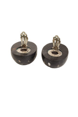 Sterling Egg Inlay Earrings backs open @ Recess LA