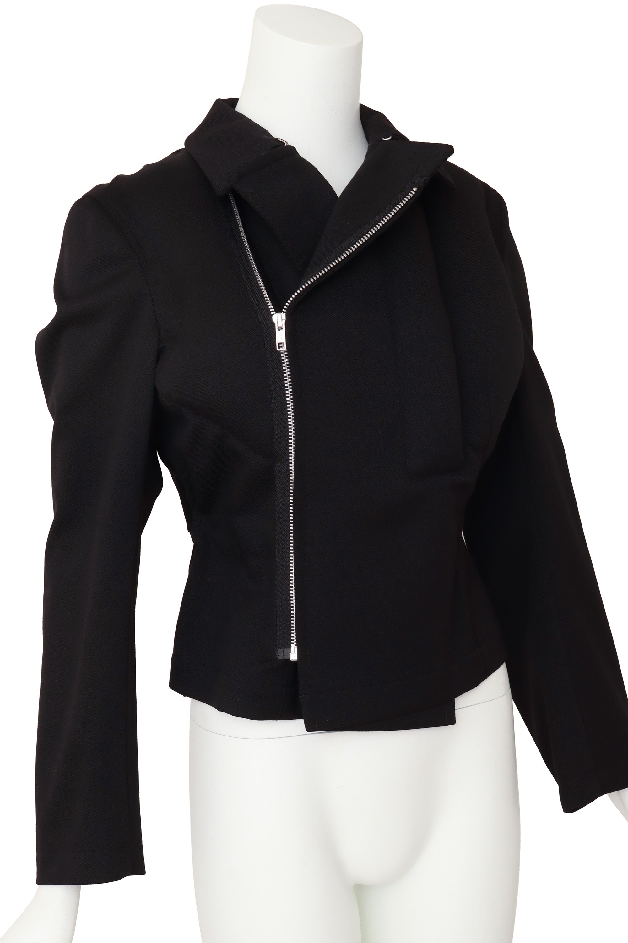 biker jacket by Comme des Garçons on mannequin close side @ Recess LA