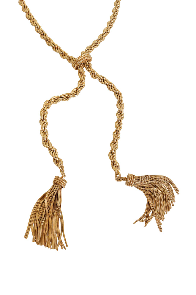 Vintage Tassel Chain Bolo Lariat Necklace closeup @ Recess LA