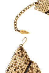 Vintage Whiting & Davis Mesh Chain Scarf Bib Necklace cartouche and clasp @ Recess LA
