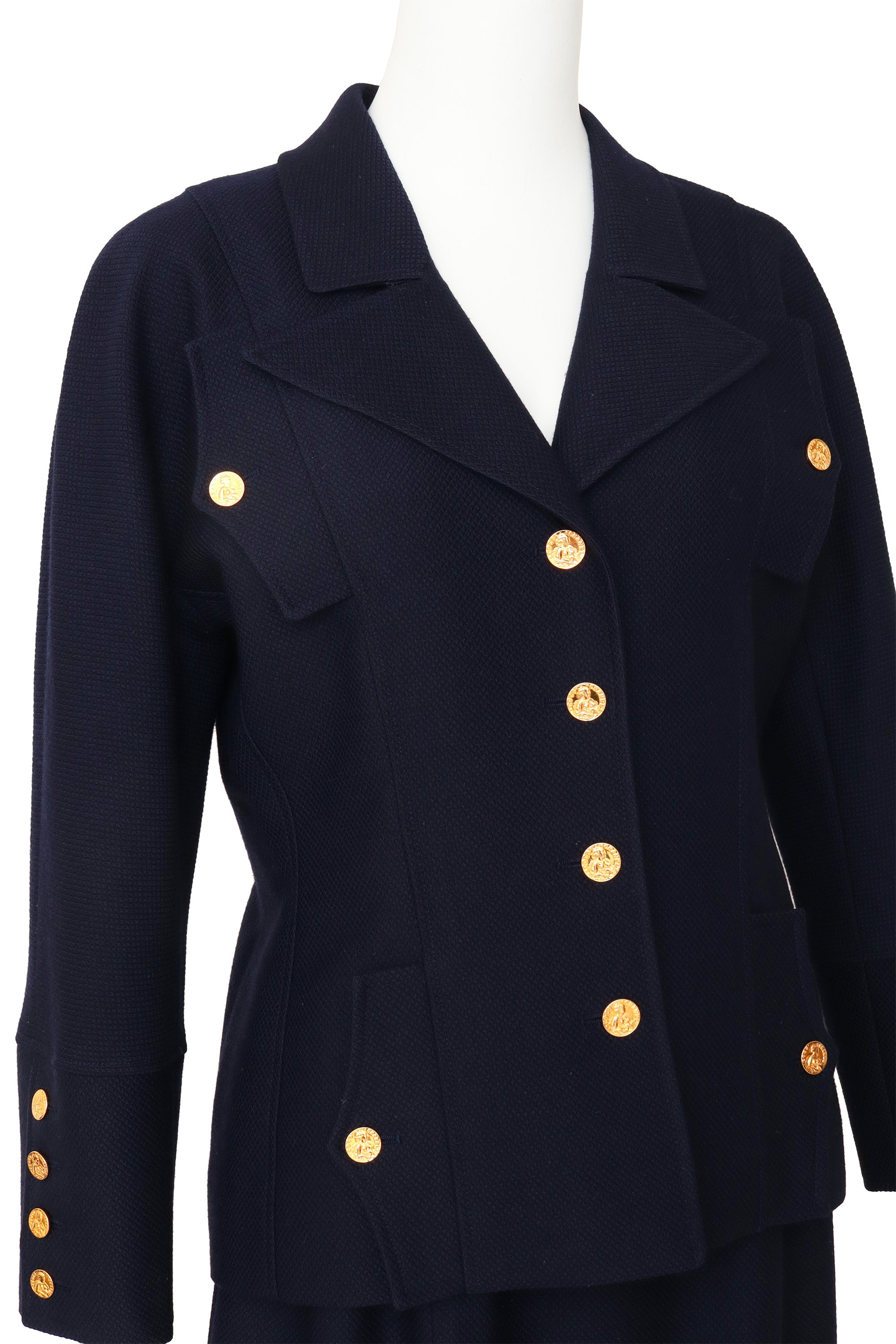 Wool Four Pocket Jacket and Skirt Set