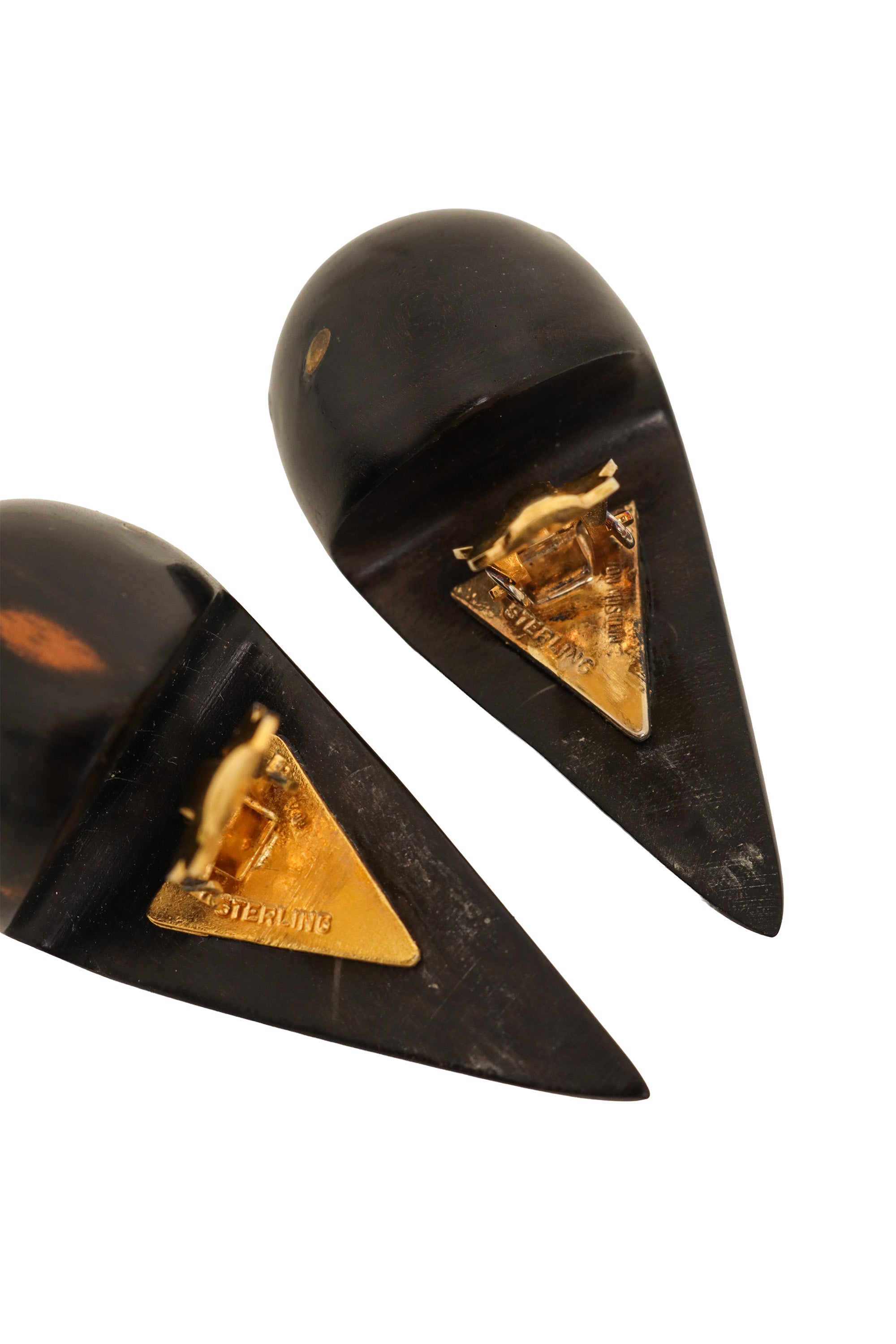 horn inlay earrings by Von Musulin sterling stamp & signature @ Recess LA