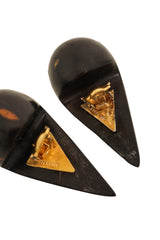 horn inlay earrings by Von Musulin sterling stamp & signature @ Recess LA