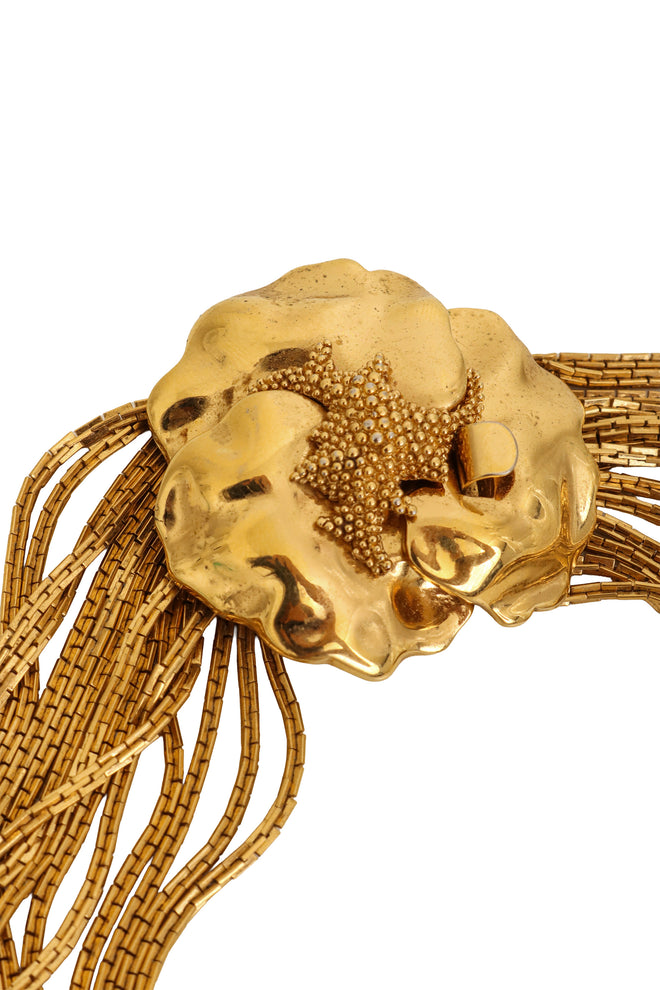 Multi Chain Floral Clasp Necklace by Monet closeup clasp @ Recess LA
