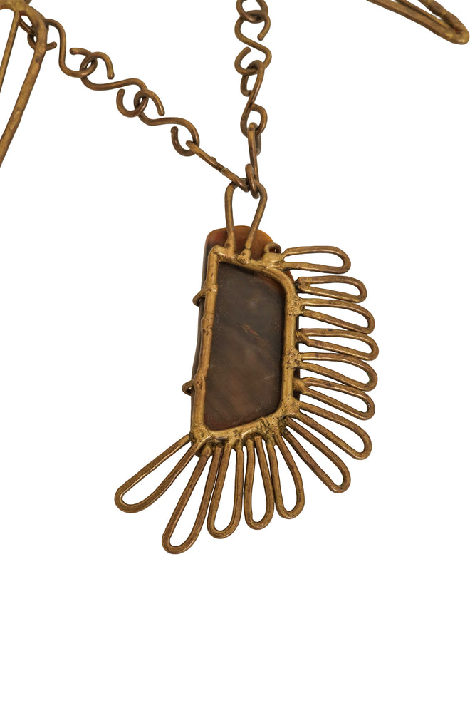 Vintage Eclectic Wire Sun Necklace back of pendant @ Recess LA