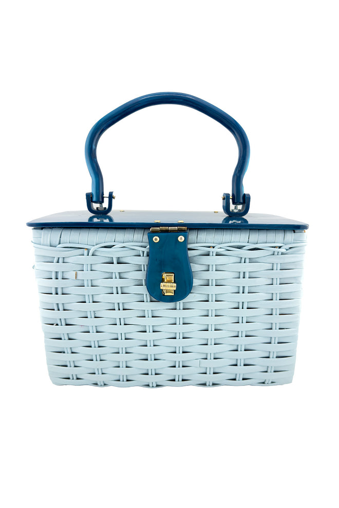 Vintage Woven Vinyl Box Bag front @recess la
