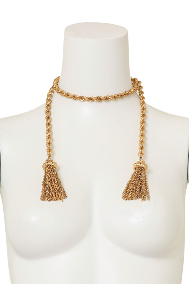 Vintage Open Tassel Lariat Necklace on mannequin @ Recess LA