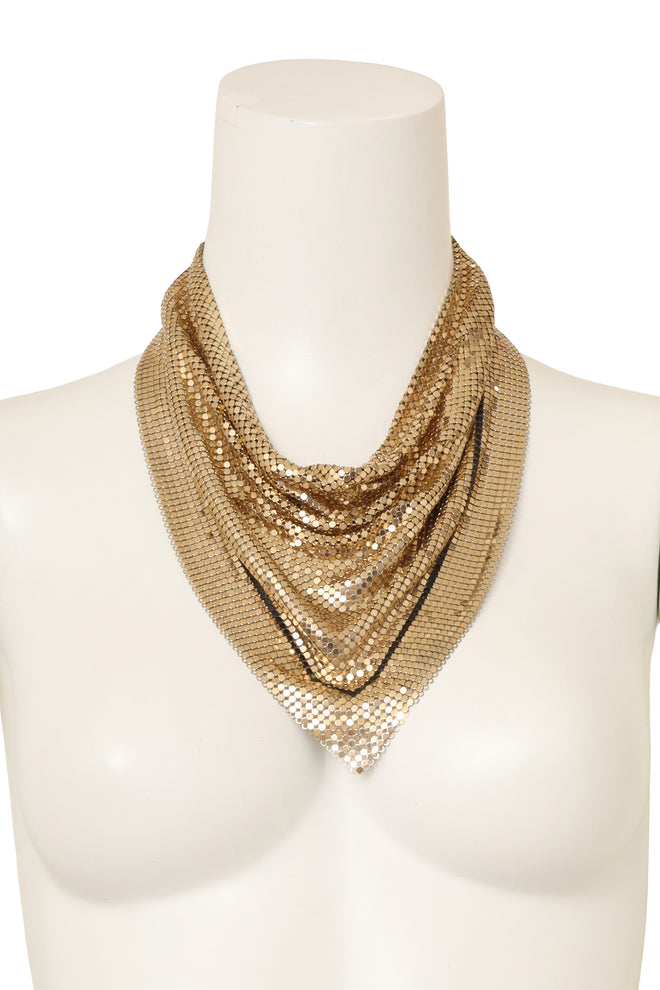 Vintage Whiting & Davis Mesh Chain Scarf Bib Necklace on mannequin @ Recess LA