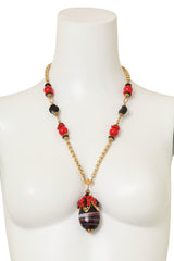 Vintage Miriam Haskell Marbled Egg Pendant Necklace on mannequin @ Recess LA