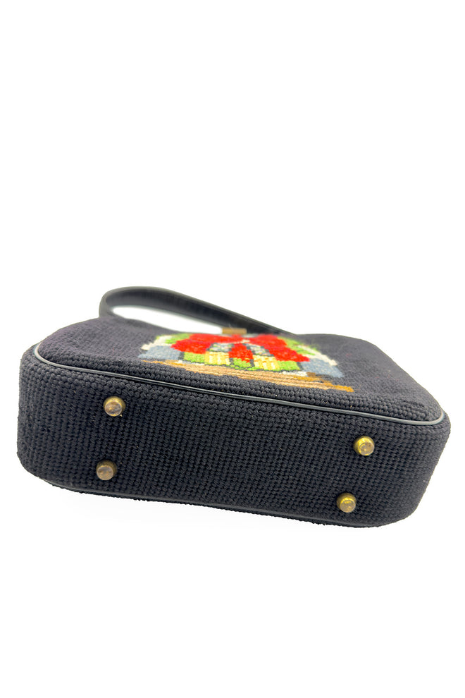 Vintage Chinese Needlepoint Frame Bag bottom @recess la