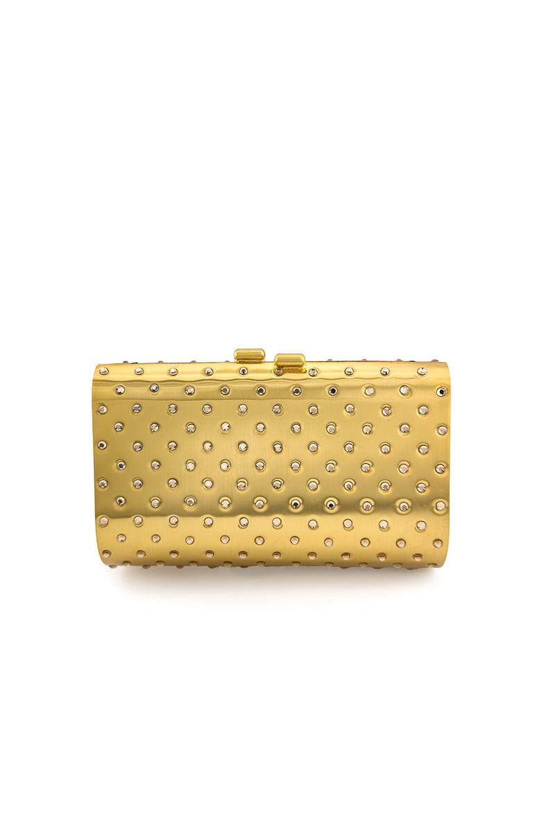 Vintage Lillie Rubin Rhinestone Studded Metal Clutch @recess la