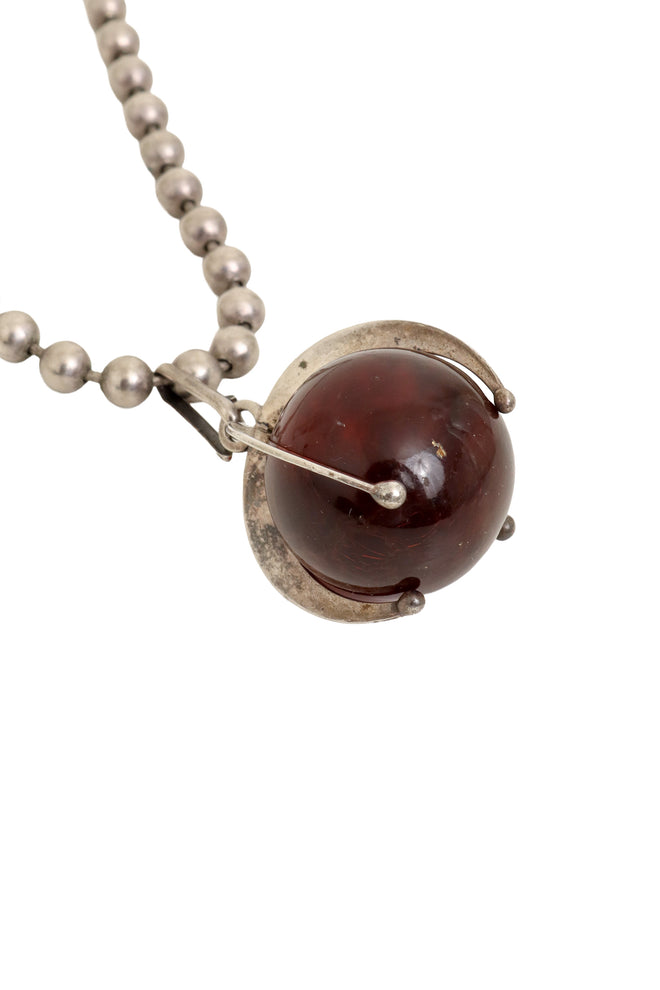 Vintage Sterling Orb Pendant Necklace pendent close @ RecessLA