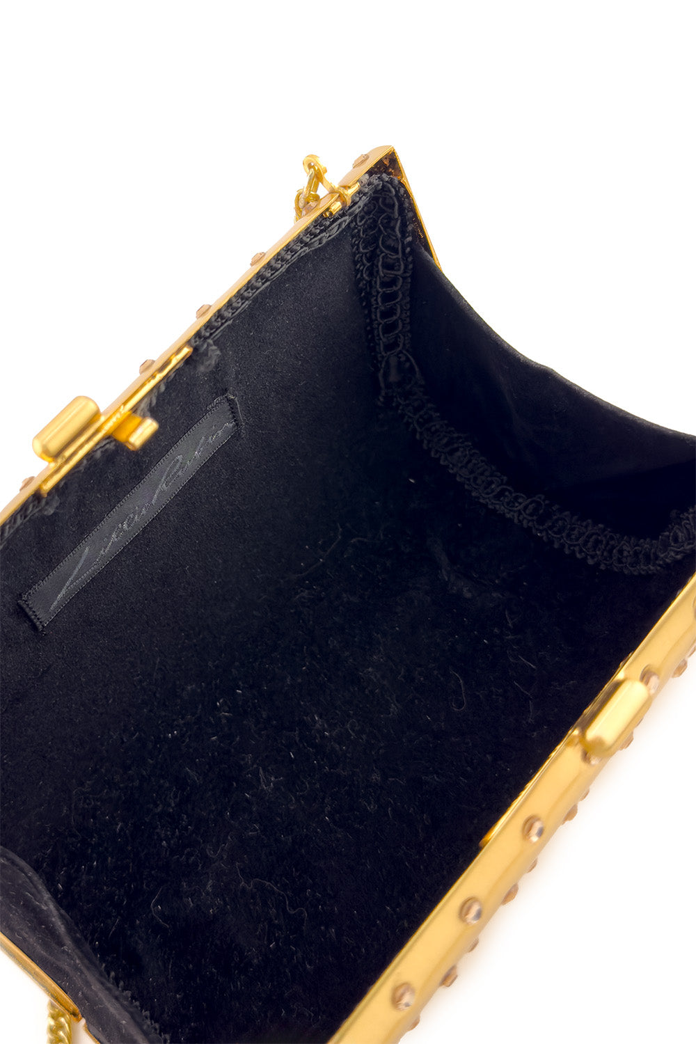 Vintage Lillie Rubin Rhinestone Studded Metal Clutch lining @recess la