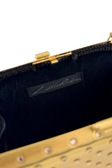 Vintage Lillie Rubin Rhinestone Studded Metal Clutch label @recess la