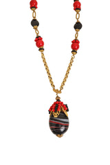 Vintage Miriam Haskell Marbled Egg Pendant Necklace close @ Recess LA