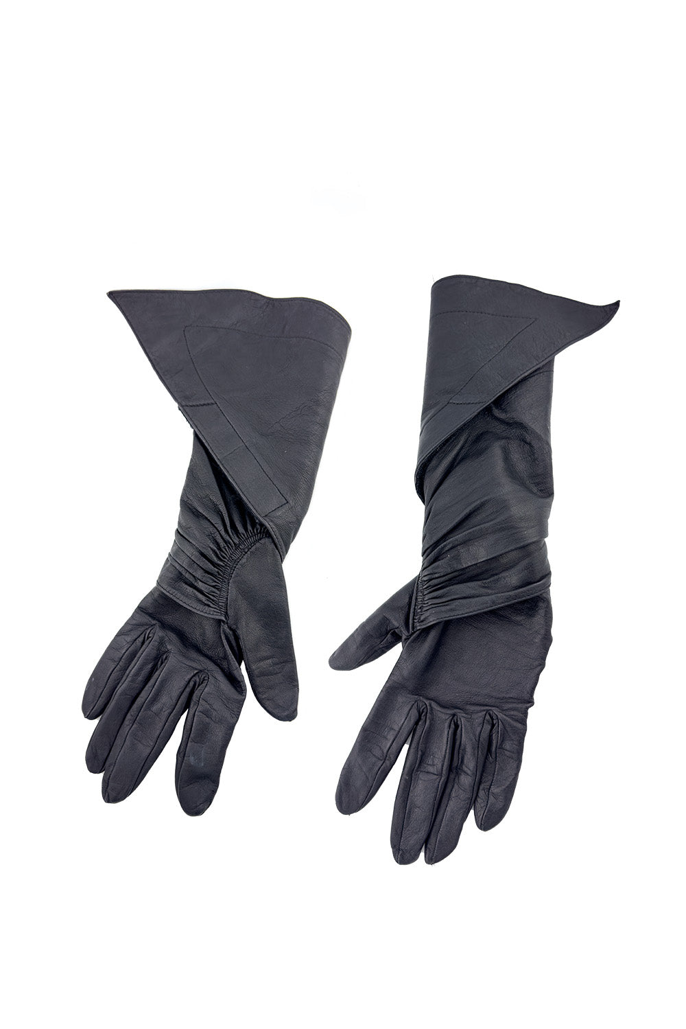 Vintage Alaïa Leather Gauntlet Wrap Gloves flat @recess la