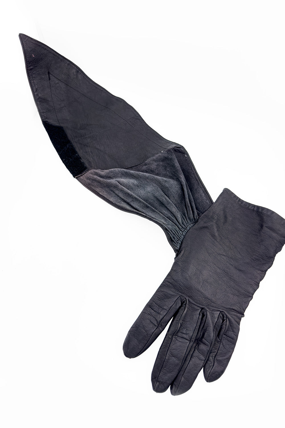 Vintage Alaïa Leather Gauntlet Wrap Gloves wrap open, interior view @recess la