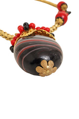 Vintage Miriam Haskell Marbled Egg Pendant Necklace pendant bottom @ Recess LA