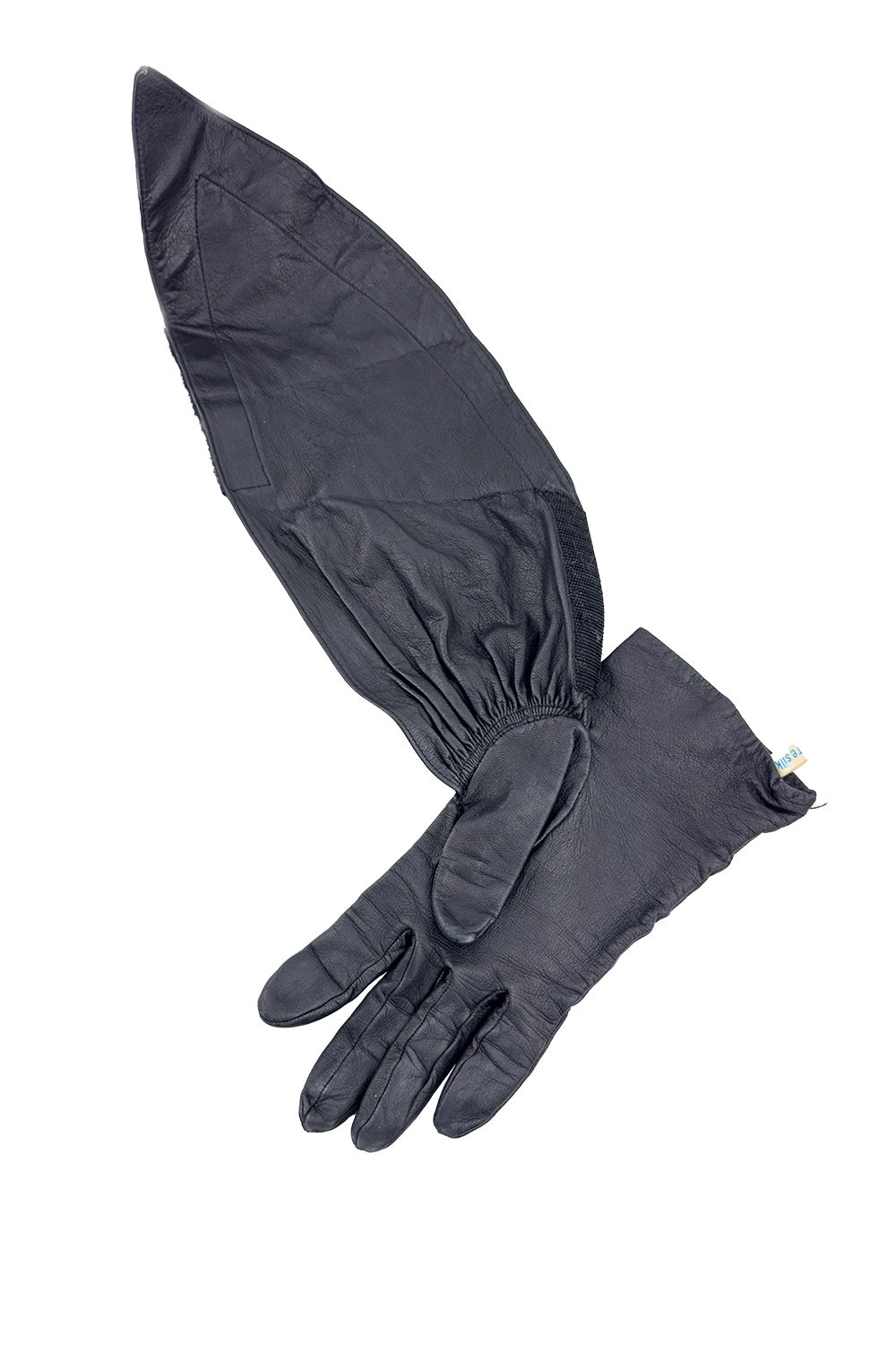 Vintage Alaïa Leather Gauntlet Wrap Gloves wrap open, exterior view @recess la 