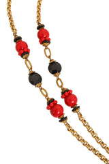 Vintage Miriam Haskell Marbled Egg Pendant Necklace chains close @ Recess LA