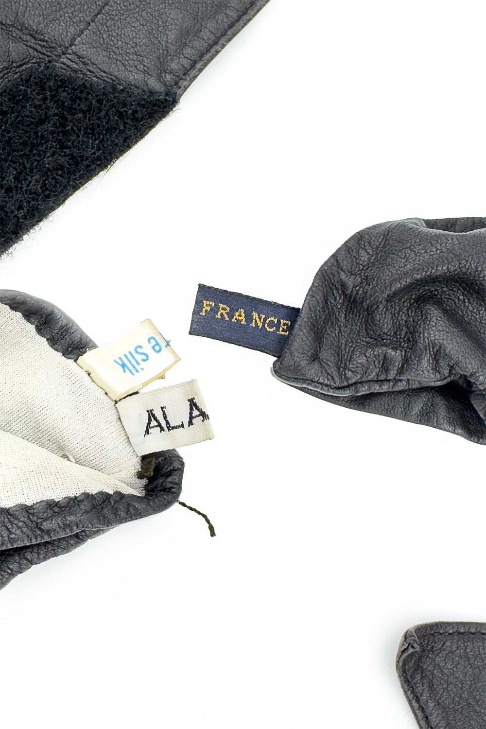 Vintage Alaïa Leather Gauntlet Wrap Gloves labels @recess la