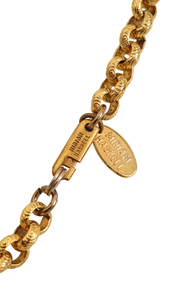 Vintage Miriam Haskell Marbled Egg Pendant Necklace clasp logos @ Recess LA