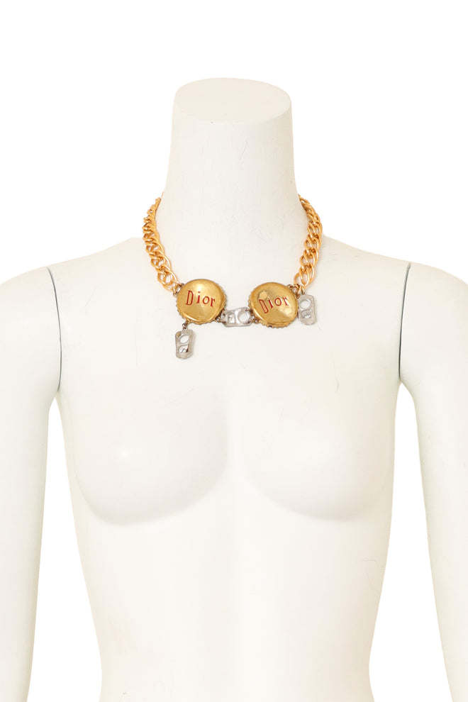 Bottle Cap Tab Chain Necklace by Dior on mannequin @ Recess LA