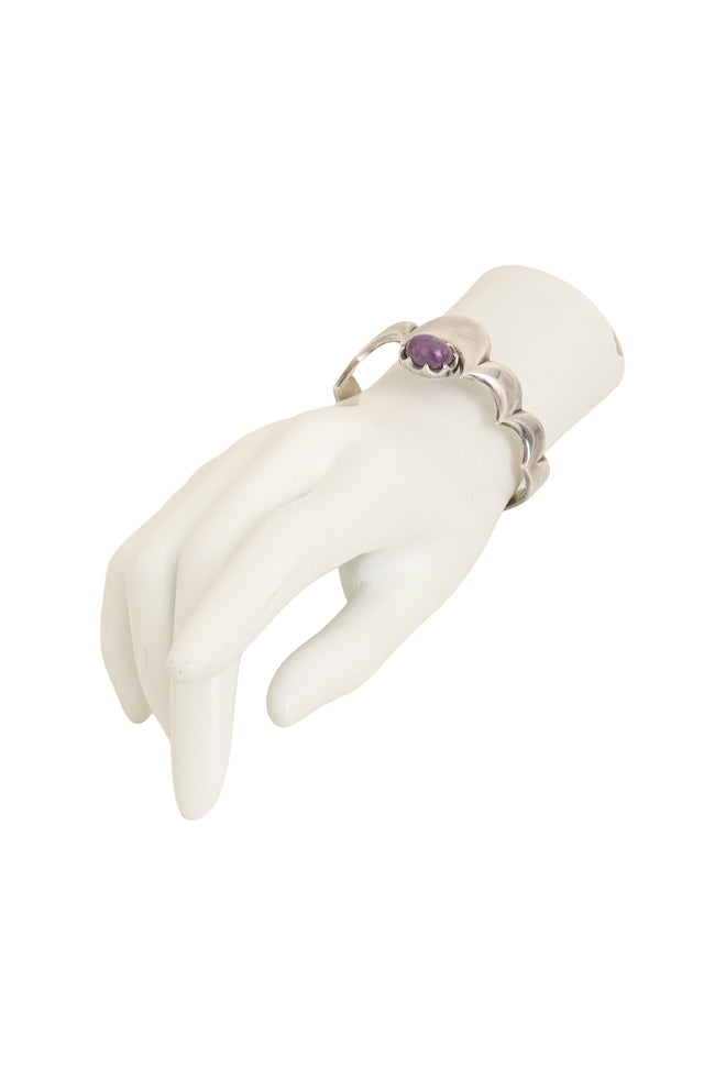 Vintage Taxco Sterling Crescent Bangle Bracelet on mannequin @ Recess LA