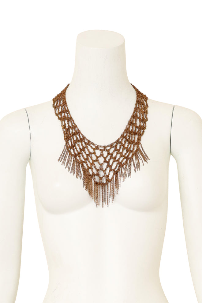 Metal Mesh Net Bib Necklace on mannequin @ Recess LA