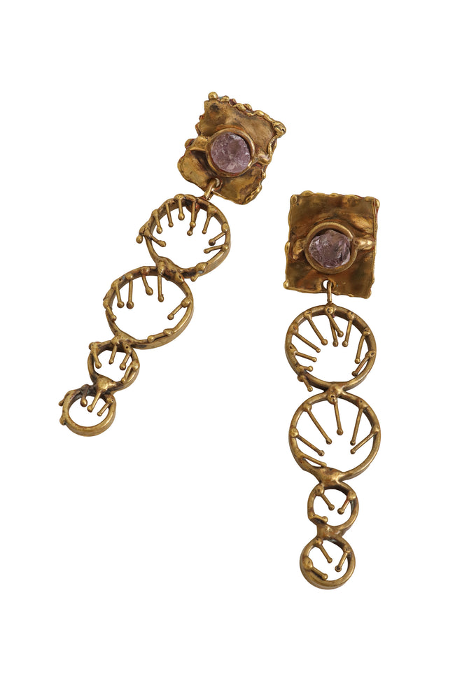 Vintage Brutalist Ring Drop Earrings close @ Recess LA