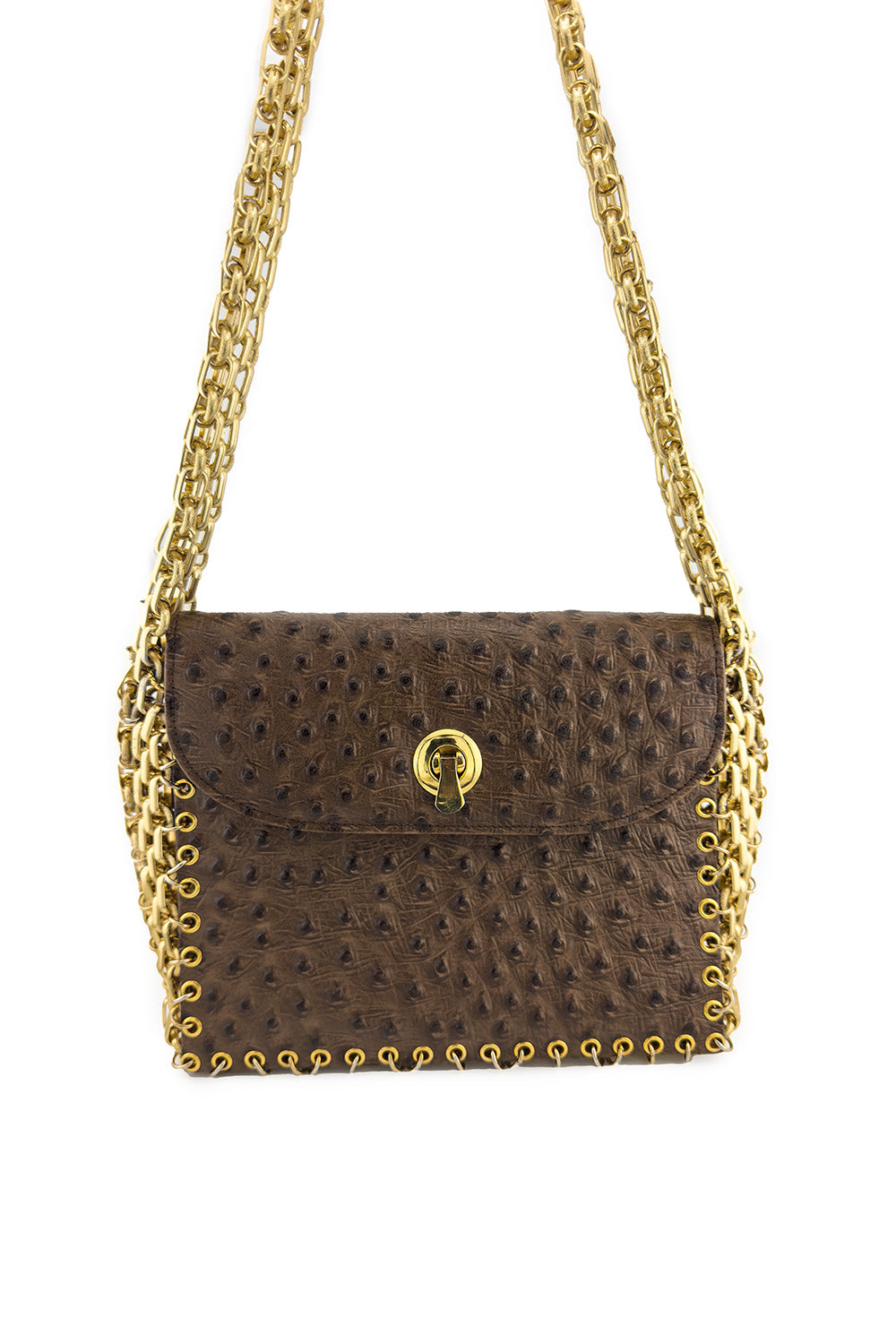 Vintage Raoul Calabro Faux Ostrich Chain Bag front @recess la