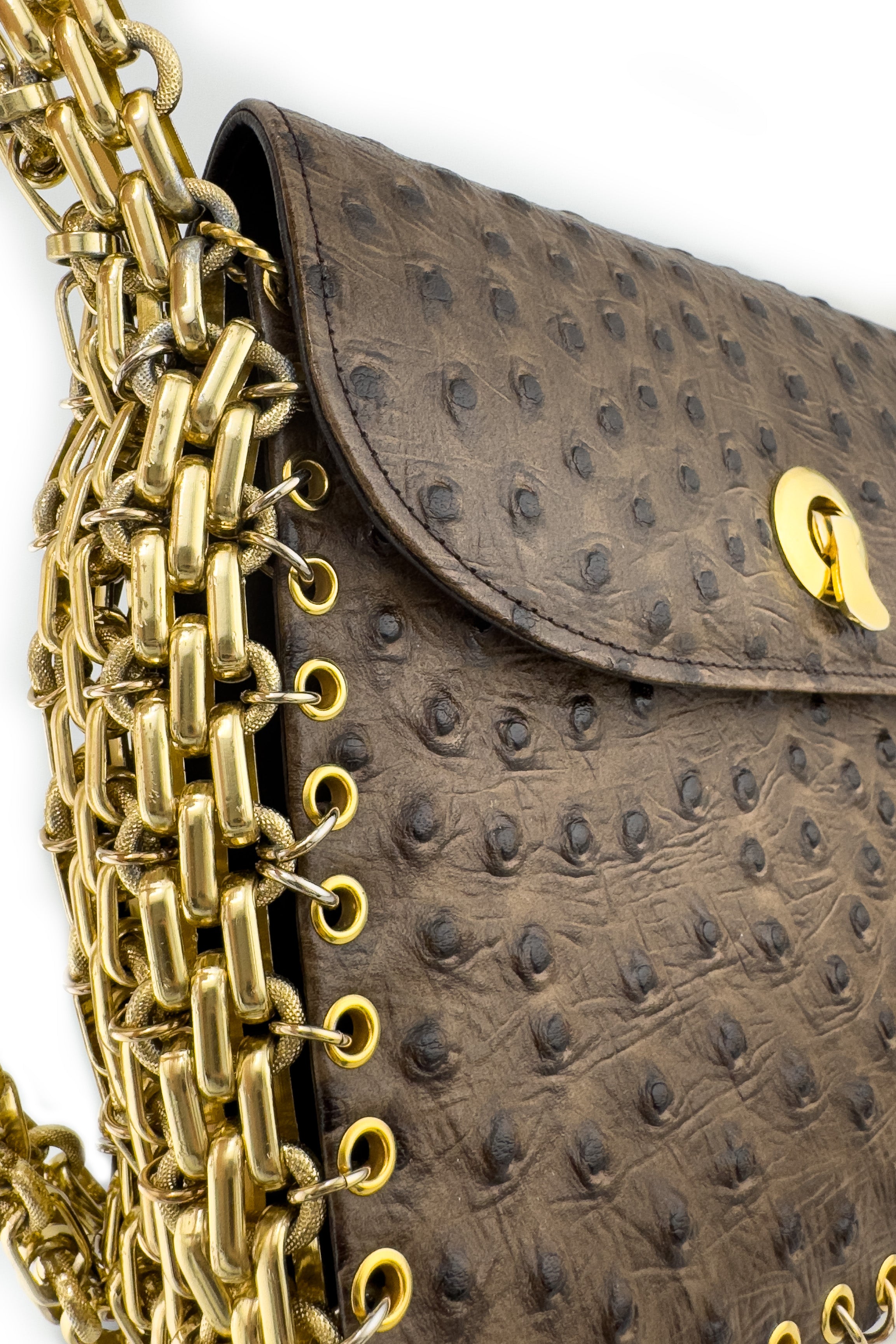 Vintage Raoul Calabro Faux Ostrich Chain Bag chain detail @recess la
