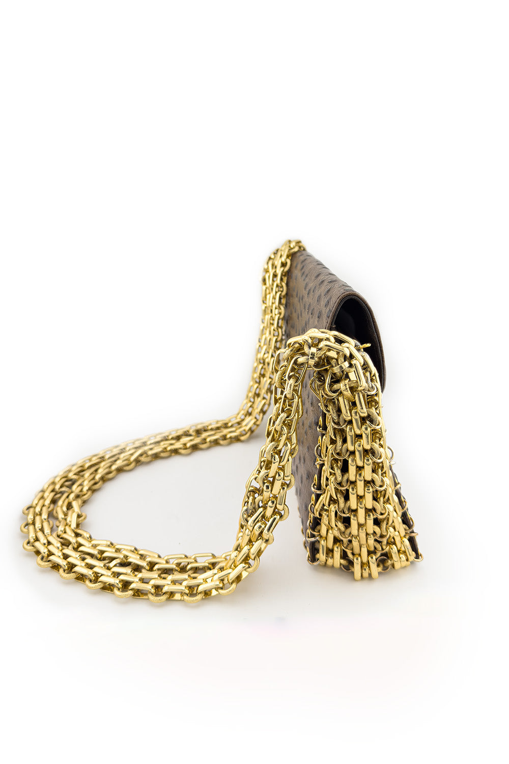 Vintage Raoul Calabro Faux Ostrich Chain Bag side @recess la