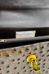 Vintage Raoul Calabro Faux Ostrich Chain Bag label recess la