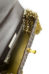 Vintage Raoul Calabro Faux Ostrich Chain Bag interior @recess la