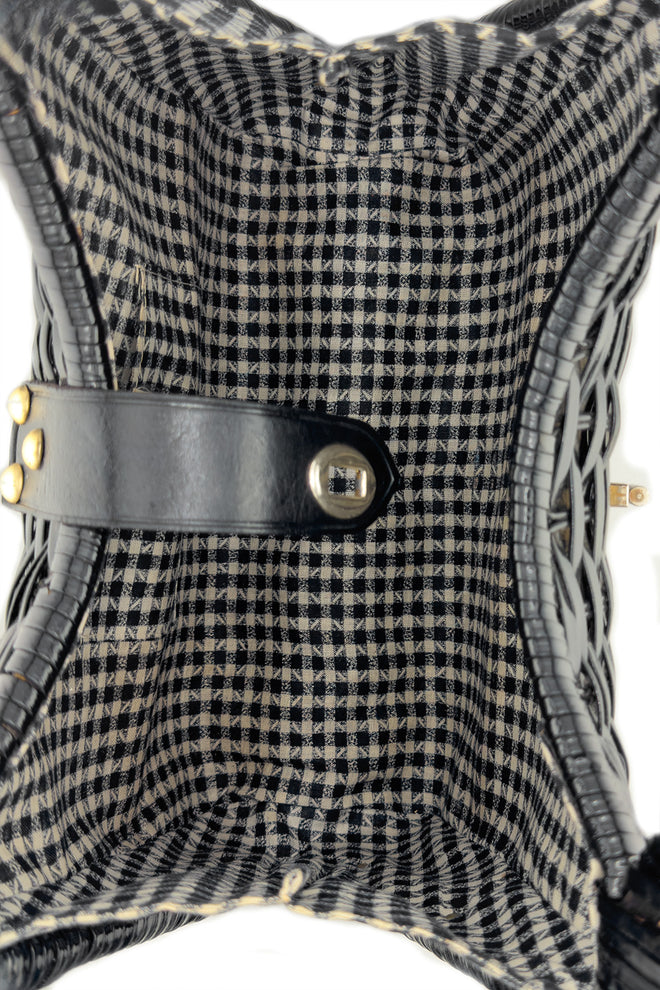 Vintage Woven Vinyl Double Handle Bag interior @recess la