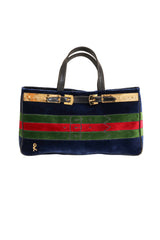 Vintage Roberta di Camerino Velvet Stripe Buckle Applique Bag @ Recess LA