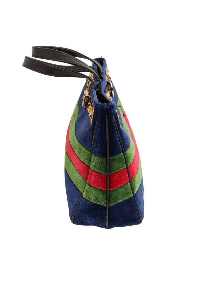 Vintage Roberta di Camerino Velvet Stripe Buckle Applique side of Bag @ Recess LA