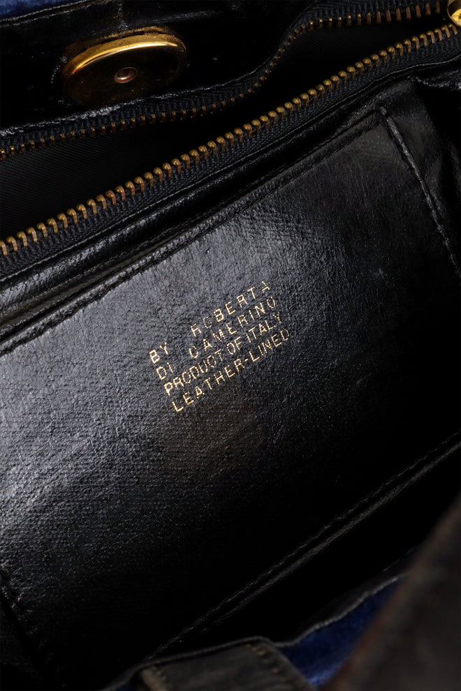 Vintage Roberta di Camerino Velvet Stripe Buckle Applique Bag signature @ Recess LA