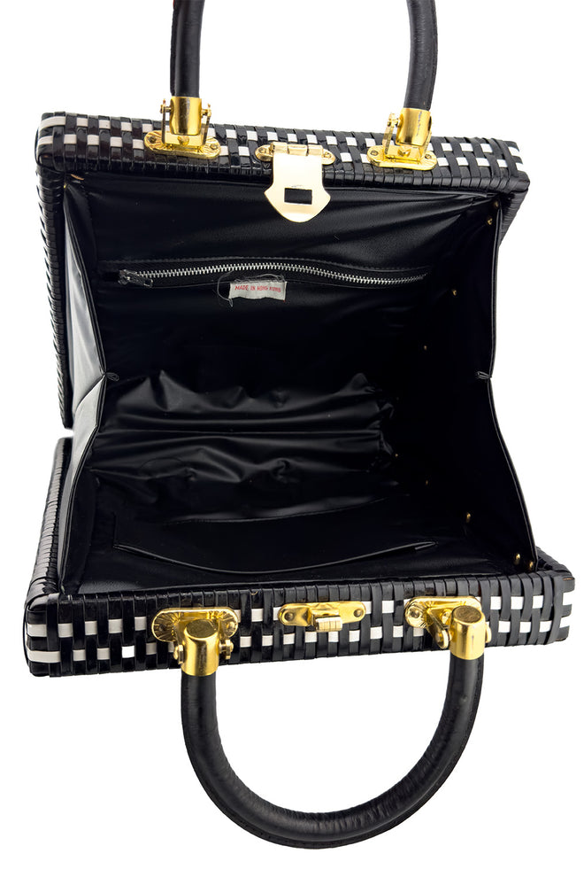 Vintage Woven Houndstooth Box Bag interior @recess la