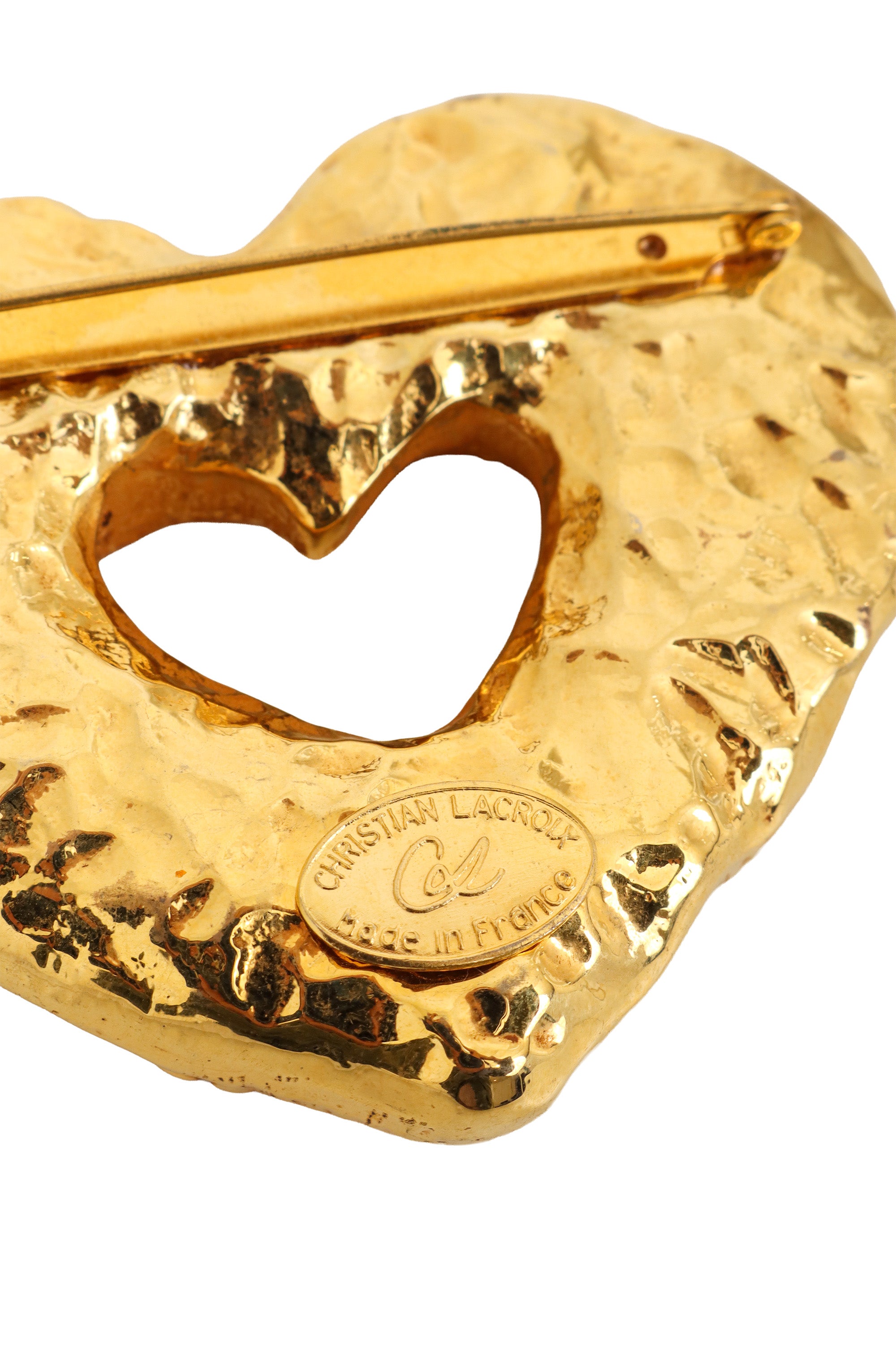 resin heart brooch by Christian Lacroix signature @ Recess LA